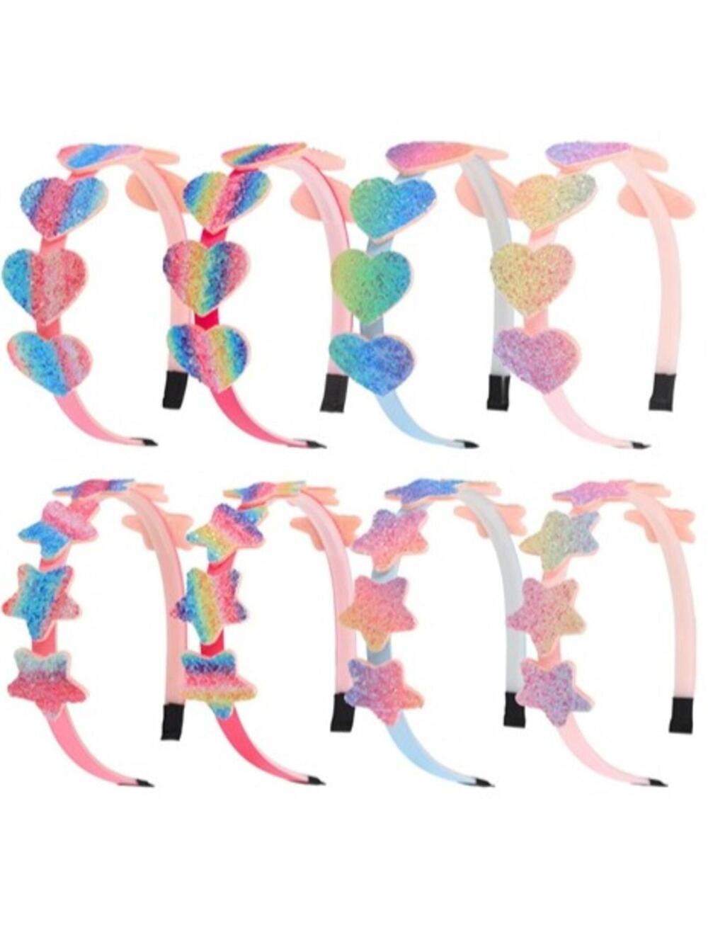 Glitter Heart Girls Rainbow and Star Headband